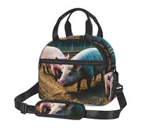 FSCEV Pigs in Farm Lunch Bag Reusable Hand Carried Crossbody Warm Fresh-Keeping Bag