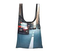 FSCEV Red Car And Bicycle Reusable Grocery Shopping Bag Utility Tote Cart Organizer Multi-Purpose Storage Pouch