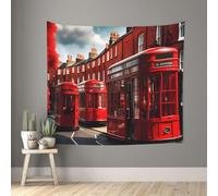 FSCEV Red London Street Tapestry 60x51in Wall Hanging Art For Bedroom Living Room Home Decoration Aesthetic