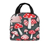 FSCEV Red White Mushroom Lunch Bag Handheld Bento Bag Picnic Miscellaneous Shopping Bag