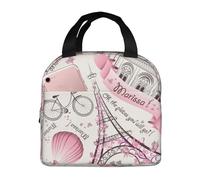 FSCEV Romantic Paris Butterfly Lunch Bag Handheld Bento Bag Picnic Miscellaneous Shopping Bag