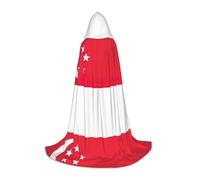 FSCEV Singapore Flag Hooded Cape For Teenagers Grim Reaper Vampire Witch Carnival Halloween Wizard Costume
