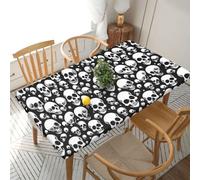 FSCEV Skulls Elastic Edged Table Cover Elastic Band Closure Brunch Buffet Coffee Shop Barbecue