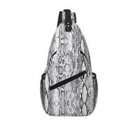 FSCEV Snake Skin Black And White Cross Chest Bag Diagonally Shoulder Hiking Casual Daypack For Men Women