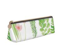 FSCEV Springtime Herb Garden Leather Pencil Case Lightweight Small Pencils Cases Stationery Bag