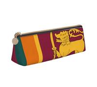 FSCEV Sri Lanka Flag Leather Pencil Case Lightweight Small Pencils Cases Stationery Bag