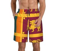 FSCEV Sri Lanka Flag Men's Beach Shorts Swimming Casual Loose Surfing with Pockets Quick Dry