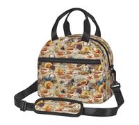 FSCEV Starfish Seashell Sandy Beach Theme Lunch Bag Reusable Hand Carried Crossbody Warm Fresh-Keeping Bag
