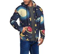FSCEV Starry Sky Universe Space Men'S Hoodie With Zip Sweatshirt With Pockets Jacket Cardigan Sweater Daily Wear Black