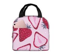FSCEV Strawberry Pattern Lunch Bag Handheld Bento Bag Picnic Miscellaneous Shopping Bag