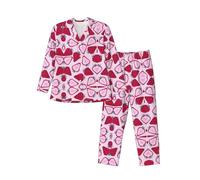 FSCEV Strawberry Pattern Men'S Long-Sleeved Pajama Set Daily Loungewear Nighttime Sleep Essentials