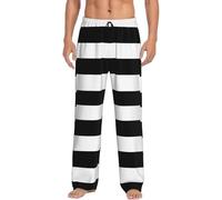 FSCEV Stripes Black White Men'S Pajama Pants Essentials Loungewear Relaxed Nighttime Sleep Lazy Weekend