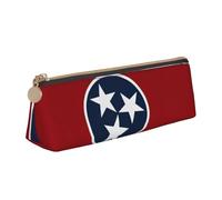 FSCEV Tennessee State Flag Leather Pencil Case Lightweight Small Pencils Cases Stationery Bag