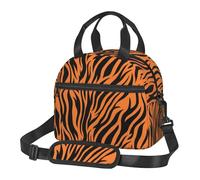 FSCEV Tiger Stripes Orange Pattern Lunch Bag Reusable Hand Carried Crossbody Warm Fresh-Keeping Bag