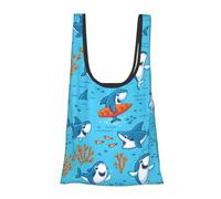 FSCEV Undersea Whale Reusable Grocery Shopping Bag Utility Tote Cart Organizer Multi-Purpose Storage Pouch