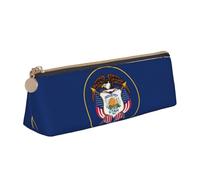 FSCEV Utah Flag Leather Pencil Case Lightweight Small Pencils Cases Stationery Bag