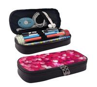 FSCEV Valentine's Day Love Heart Leather Pencil Case Stationery Portable Multifunctional Storage Bag Academy Supplies