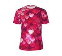 FSCEV Valentine's Day Love Heart Men's Short-Sleeved Mesh T-Shirt Classic Quick-Drying Workout Running Essentials Black