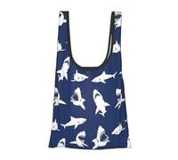 FSCEV Various Sea Fish Pattern Reusable Grocery Shopping Bag Utility Tote Cart Organizer Multi-Purpose Storage Pouch