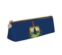 FSCEV Vermont State Flag Leather Pencil Case Lightweight Small Pencils Cases Stationery Bag