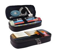 FSCEV Violin and Book Leather Pencil Case Stationery Portable Multifunctional Storage Bag Academy Supplies