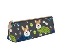 FSCEV Wearing Clothes Corgi Dogs Leather Pencil Case Lightweight Small Pencils Cases Stationery Bag