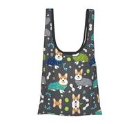 FSCEV Wearing Clothes Corgi Dogs Reusable Grocery Shopping Bag Utility Tote Cart Organizer Multi-Purpose Storage Pouch
