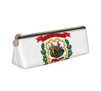 FSCEV West Virginia State Flag Leather Pencil Case Lightweight Small Pencils Cases Stationery Bag