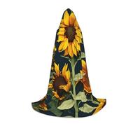 FSCEV Wild Flower Sunflower Hooded Cape For Teenagers Grim Reaper Vampire Witch Carnival Halloween Wizard Costume