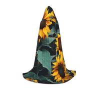 FSCEV Wild Flower Sunflowers Hooded Cape For Teenagers Grim Reaper Vampire Witch Carnival Halloween Wizard Costume