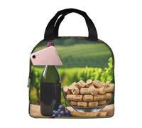 FSCEV Wine Bottle Corks Grapes Lunch Bag Handheld Bento Bag Picnic Miscellaneous Shopping Bag
