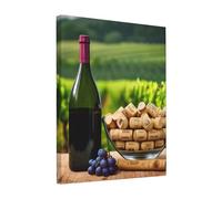 FSCEV Wine Bottle Corks Grapes Painting 8x10in Wall Decor Canvas Oil Painting Home Office Decorations