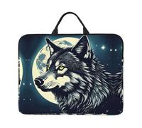 FSCEV Wolf Night Moon 14 Inches Laptop Sleeve Compatible Protective Case With Zipper Classic Portable Handle