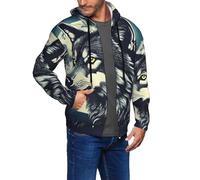 FSCEV Wolf Night Moon Men'S Hoodie With Zip Sweatshirt With Pockets Jacket Cardigan Sweater Daily Wear Black