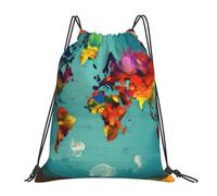 FSCEV World Map Drawstring Bags Gym Bag Leisure Daily Backpack Hiking Travel Backpack