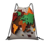 FSCEV World Map Made Of Spices Drawstring Bags Gym Bag Leisure Daily Backpack Hiking Travel Backpack