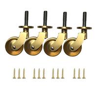 FSCLJ Set of 4 swivel castors, transport antique polished brass universal solid furniture castors wheels, with screws, for cabinet, sofa, coffee table, chairs, Gold