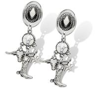 Fscwlmon Western Cowboy Hats Turquoise Earrings for Women Sparkly Cowgirl Rodeo Boots Dangle Earrings Texas Cow Head Star Cowboy Accessories for Women Boho Country Concert Outfits Jewelry, Zinc