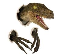 FSDADSA Dinosaur Head Wall Mounted Sculpture Decoration Burst Hanging Dino Tyrannosaurus Head Sculpture Wall Art 3D for Home Decor (Yellow)