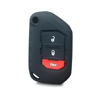 FSDGJZDFG 2/3/4 Button Silicone Key Case Car Key Cover, for Jeep Wrangler JL JLU 2018 2019 2020 2021 Key Holder Flip Folding