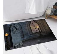 FSDGY Non-slip Barrier Mats Door Mat, Super Absorbent Entrance Rug Machine Washable Soft Floor Mat Carpet,Gothic Decorations, Gothic Landscapes Mystical Spooky Moonlight Darkness Skulls Gh,16x24in