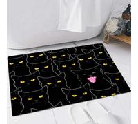 FSDGY Non-slip Barrier Mats Door Mat, Super Absorbent Entrance Rug Machine Washable Soft Floor Mat Carpet,Black cats pattern,16x24in
