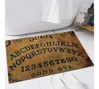 FSDGY Non-slip Barrier Mats Door Mat, Super Absorbent Entrance Rug Machine Washable Soft Floor Mat Carpet,Planchette of Ouija Board on wooden texture. P with game of ghosts. Halloween play wi,16x24in