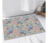 FSDGY Non-slip Barrier Mats Door Mat, Super Absorbent Entrance Rug Machine Washable Soft Floor Mat Carpet,Moroccan, geometric squares and rectangles Colorful un,24x35in