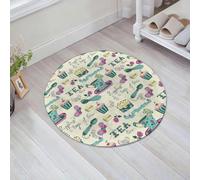 FSDGY Non-slip Barrier Mats Door Mat, Super Absorbent Entrance Rug Machine Washable Soft Floor Mat Carpet,Tea Party,Happiness is a Cup of Tea Stylized Calligraphy Butterflies Roses Decorative,24x24in