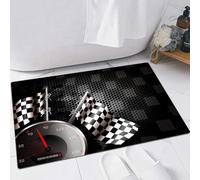 FSDGY Non-slip Barrier Mats Door Mat, Super Absorbent Entrance Rug Machine Washable Soft Floor Mat Carpet,Black Cool Racing Car,24x35in