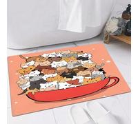 FSDGY Non-slip Barrier Mats Door Mat, Super Absorbent Entrance Rug Machine Washable Soft Floor Mat Carpet,Draw character design cute cat in beauty cup of tea.Isolated on white.Doodle cartoon,16x24in