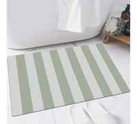 FSDGY Non-slip Barrier Mats Door Mat, Super Absorbent Entrance Rug Machine Washable Soft Floor Mat Carpet,Sage Green Stripes,16x24in