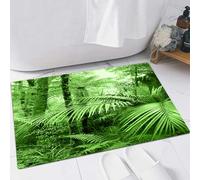 FSDGY Non-slip Barrier Mats Door Mat, Super Absorbent Entrance Rug Machine Washable Soft Floor Mat Carpet,Tropical Rain Forest Green,Palm Trees and Exotic Plants in Jungle with Wild Nature Ze,24x35in