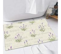 FSDGY Non-slip Barrier Mats Door Mat, Super Absorbent Entrance Rug Machine Washable Soft Floor Mat Carpet,Lavender, Vintage Grunge Pattern with Bouquet of Faded Herbs Texts,16x24in